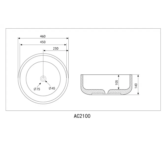 Раковина накладная ABBER Bequem AC2100 белая, Выбрать цвет: Белый, изображение 4