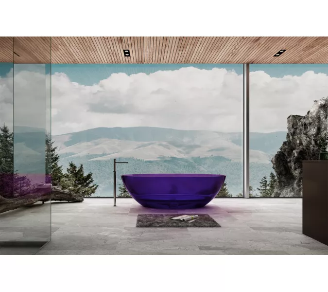 Ванна из полиэфирной смолы ABBER Kristall AT9702Amethyst фиолетовая 180*85 прозрачная, Выбрать цвет: Фиолетовый, изображение 2