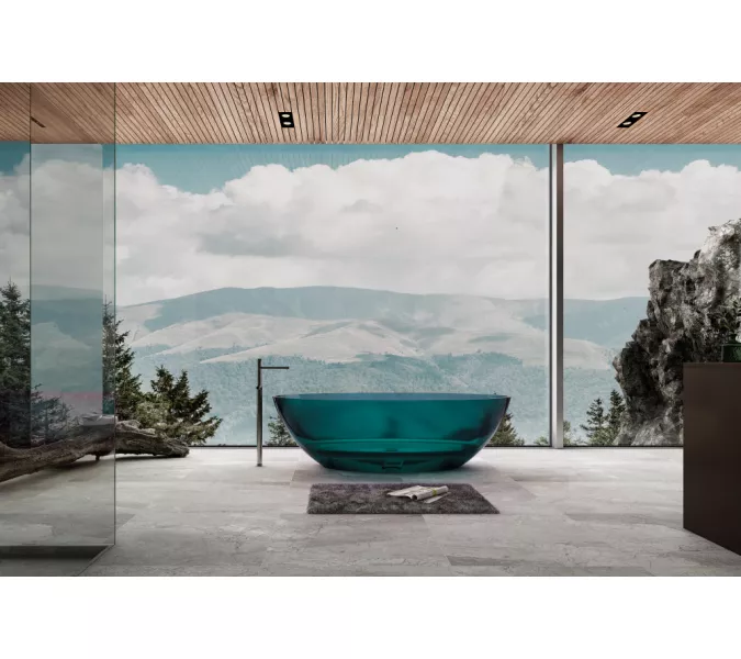 Ванна из полиэфирной смолы ABBER Kristall AT9702Aquamarin бирюзовая 180*85 прозрачная, Выбрать цвет: Бирюзовый, изображение 2