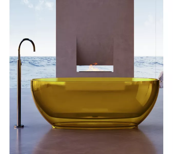 Ванна из полиэфирной смолы  ABBER Kristall AT9703Amber желтая 170*75 прозрачная, Выбрать цвет: Желтый