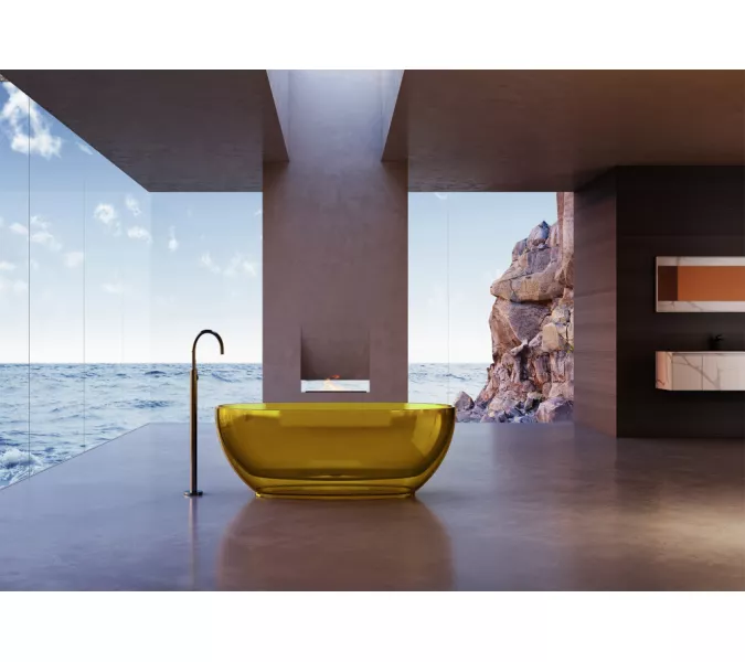 Ванна из полиэфирной смолы  ABBER Kristall AT9703Amber желтая 170*75 прозрачная, Выбрать цвет: Желтый, изображение 2