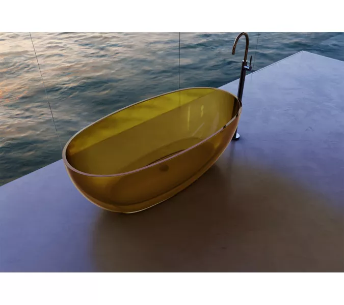 Ванна из полиэфирной смолы  ABBER Kristall AT9703Amber желтая 170*75 прозрачная, Выбрать цвет: Желтый, изображение 4