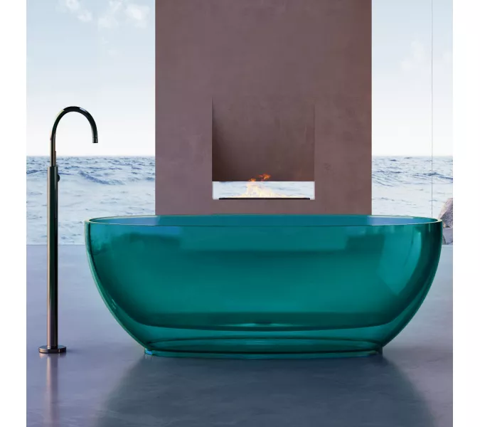 Ванна из полиэфирной смолы  ABBER Kristall AT9703Aquamarin бирюзовая 170*75 прозрачная, Выбрать цвет: Бирюзовый