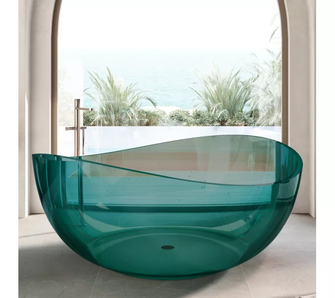 Ванна из полиэфирной смолы  ABBER Kristall AT9705Aquamarin бирюзовая 150*150 прозрачная, Выбрать цвет: Бирюзовый