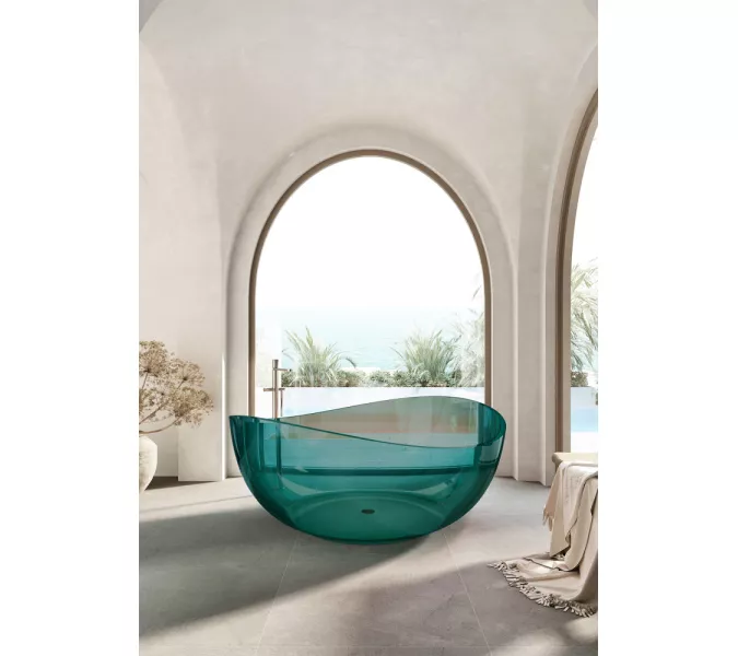 Ванна из полиэфирной смолы  ABBER Kristall AT9705Aquamarin бирюзовая 150*150 прозрачная, Выбрать цвет: Бирюзовый, изображение 2