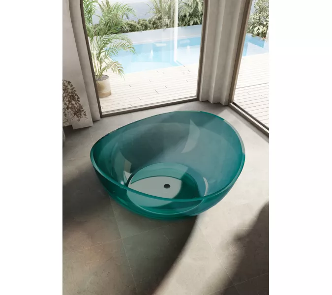 Ванна из полиэфирной смолы  ABBER Kristall AT9705Aquamarin бирюзовая 150*150 прозрачная, Выбрать цвет: Бирюзовый, изображение 3