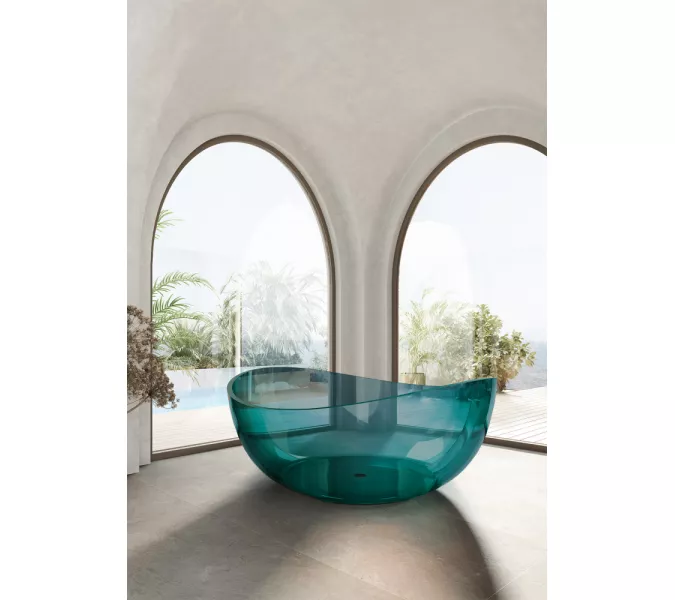 Ванна из полиэфирной смолы  ABBER Kristall AT9705Aquamarin бирюзовая 150*150 прозрачная, Выбрать цвет: Бирюзовый, изображение 4