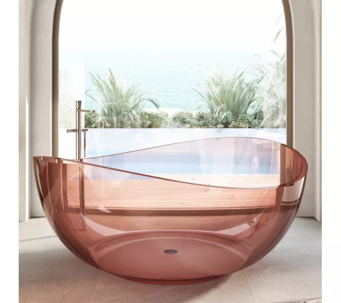 Ванна из полиэфирной смолы ABBER Kristall AT9705Koralle розовая 150*150 прозрачная, Выбрать цвет: Розовый