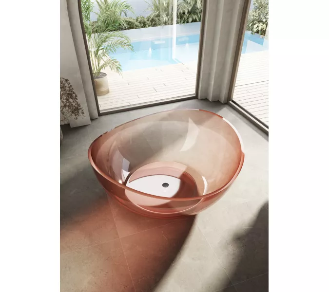 Ванна из полиэфирной смолы ABBER Kristall AT9705Koralle розовая 150*150 прозрачная, Выбрать цвет: Розовый, изображение 3