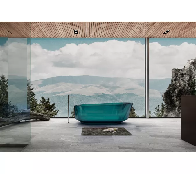 Ванна из полиэфирной смолы  ABBER Kristall AT9706Aquamarin бирюзовая 170х80 прозрачная, Выбрать цвет: Бирюзовый, изображение 4