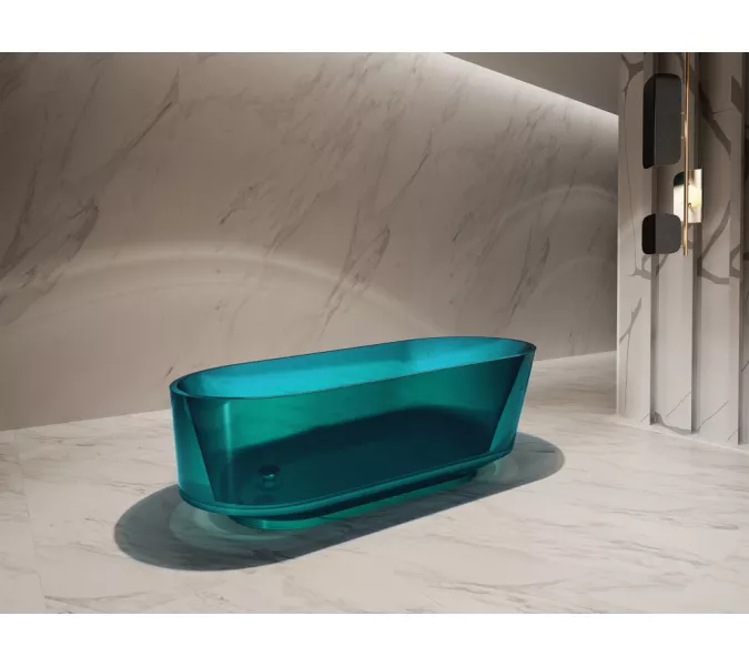 Ванна из полиэфирной смолы  ABBER Kristall AT9706Aquamarin бирюзовая 170х80 прозрачная, Выбрать цвет: Бирюзовый, изображение 3