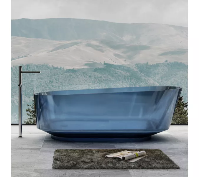Ванна из полиэфирной смолы  ABBER Kristall AT9706Saphir синяя 170*80 прозрачная, Выбрать цвет: Синий