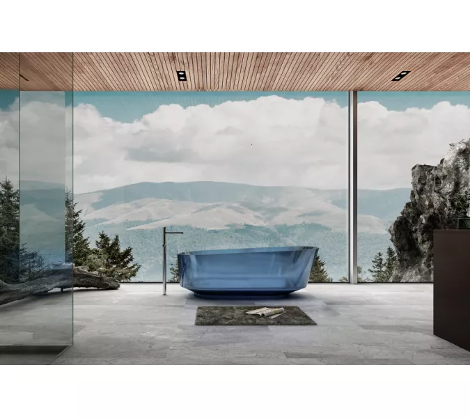 Ванна из полиэфирной смолы  ABBER Kristall AT9706Saphir синяя 170*80 прозрачная, Выбрать цвет: Синий, изображение 4