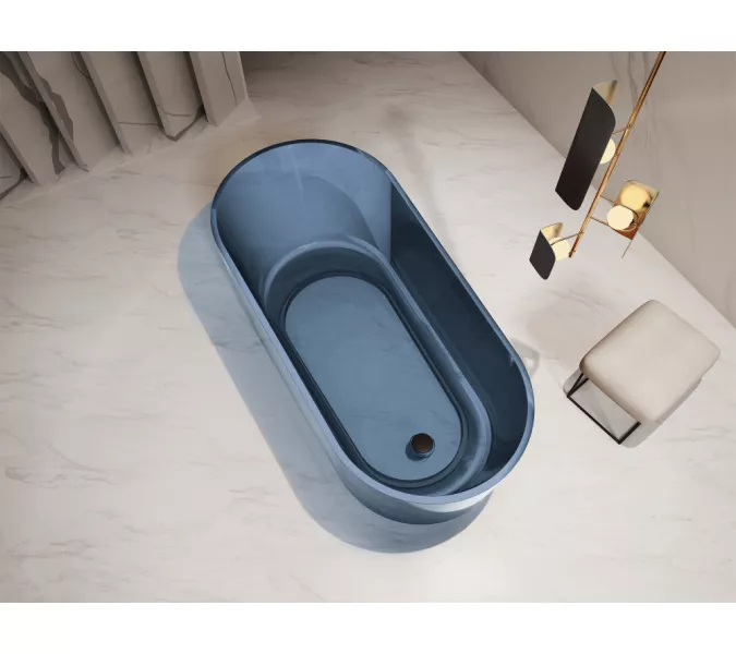 Ванна из полиэфирной смолы  ABBER Kristall AT9706Saphir синяя 170*80 прозрачная, Выбрать цвет: Синий, изображение 2