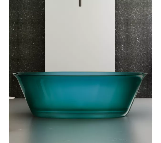 Ванна из полиэфирной смолы  ABBER Kristall AT9707Aquamarin бирюзовая 170*75 прозрачная, Выбрать цвет: Бирюзовый