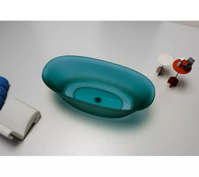 Ванна из полиэфирной смолы  ABBER Kristall AT9707Aquamarin бирюзовая 170*75 прозрачная, Выбрать цвет: Бирюзовый, изображение 3