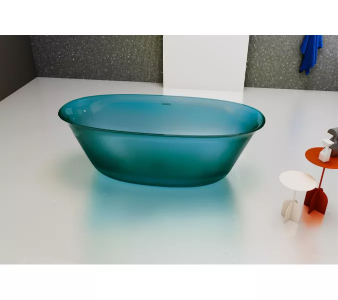 Ванна из полиэфирной смолы  ABBER Kristall AT9707Aquamarin бирюзовая 170*75 прозрачная, Выбрать цвет: Бирюзовый, изображение 2