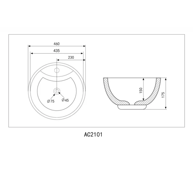 Раковина накладная ABBER Bequem AC2101MB черная матовая, Выбрать цвет: Черный матовый, изображение 4