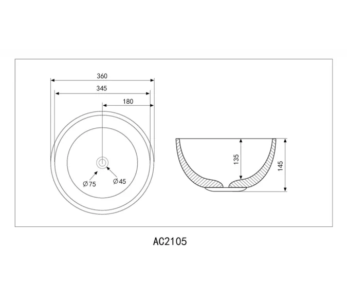 Раковина накладная ABBER Bequem AC2105MB черная матовая, Выбрать цвет: Черный матовый, изображение 4