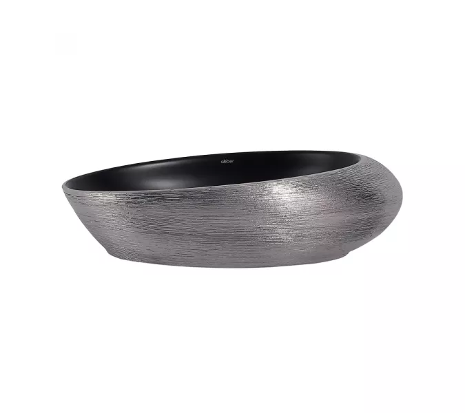 Раковина накладная ABBER Bequem AC2107BS черная матовая с серебром, Выбрать цвет: Черный матовый с серебром