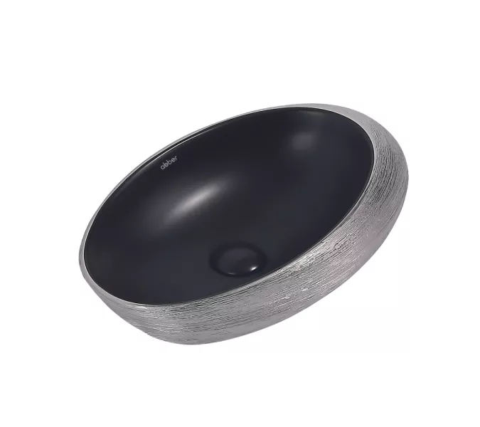 Раковина накладная ABBER Bequem AC2107BS черная матовая с серебром, Выбрать цвет: Черный матовый с серебром, изображение 2