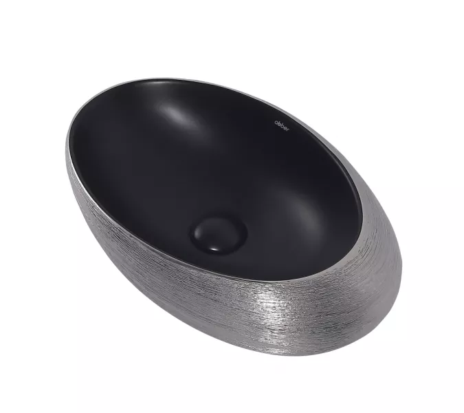 Раковина накладная ABBER Bequem AC2107BS черная матовая с серебром, Выбрать цвет: Черный матовый с серебром, изображение 3