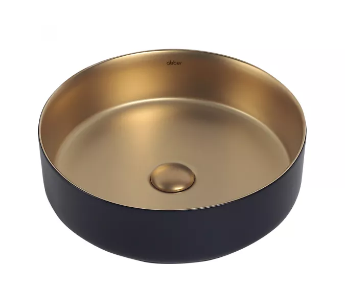 Раковина накладная ABBER Bequem AC2109BG матовое золото с черным, Выбрать цвет: Золото матовое/черный