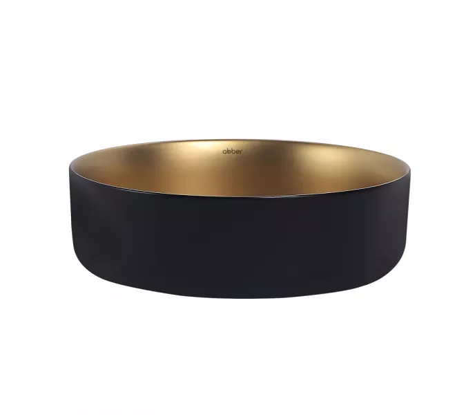 Раковина накладная ABBER Bequem AC2109BG матовое золото с черным, Выбрать цвет: Золото матовое/черный, изображение 2