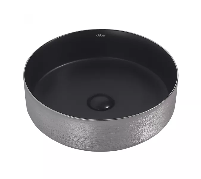 Раковина накладная ABBER Bequem AC2109BS черный матовый с серебром, Выбрать цвет: Черный матовый /серебро
