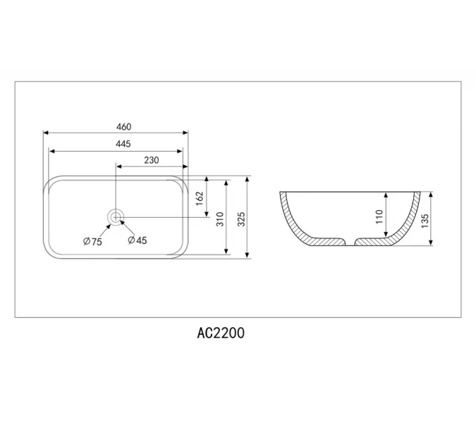 Раковина накладная ABBER Rechteck AC2200 белая, Выбрать цвет: Белый, изображение 4