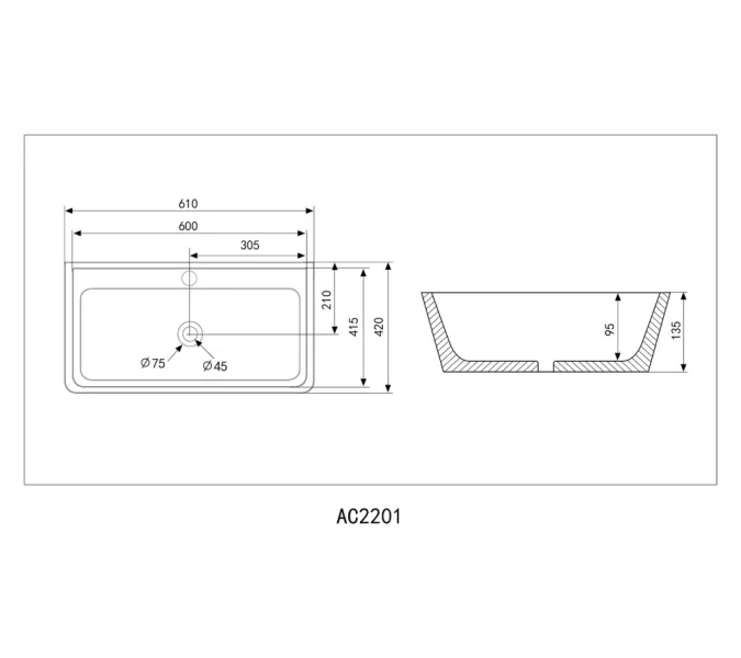Раковина накладная ABBER Rechteck AC2201MB черная матовая, Выбрать цвет: Черный матовый, изображение 4