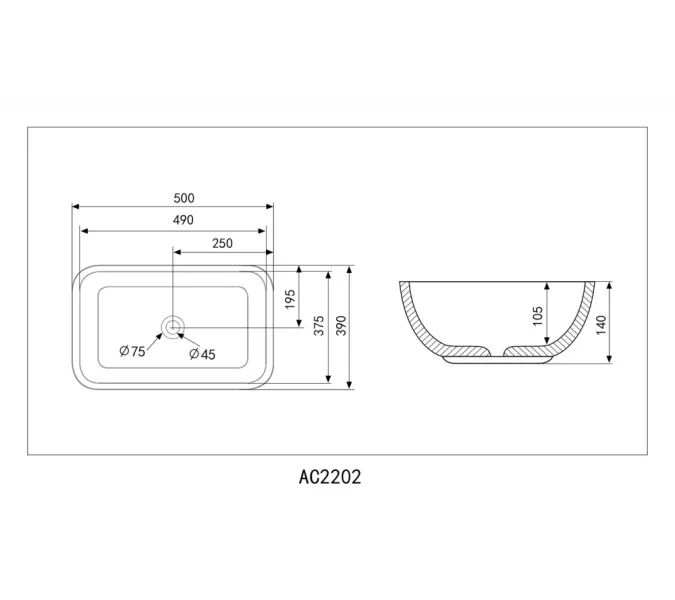 Раковина накладная ABBER Rechteck AC2202 белая, Выбрать цвет: Белый, изображение 4