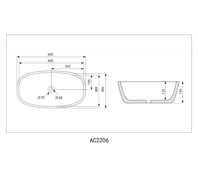 Раковина накладная ABBER Rechteck AC2206 белая, Выбрать цвет: Белый, изображение 4