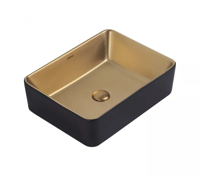 Раковина накладная ABBER Rechteck AC2212BG матовое золото с черным, Выбрать цвет: Золото матовое/черный