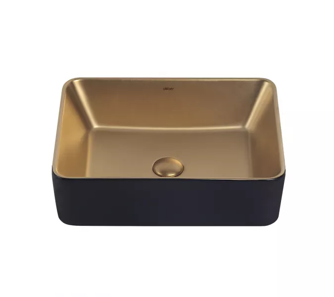 Раковина накладная ABBER Rechteck AC2212BG матовое золото с черным, Выбрать цвет: Золото матовое/черный, изображение 2