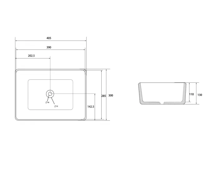 Раковина накладная ABBER Rechteck AC2213 белая, Выбрать цвет: Белый, изображение 4