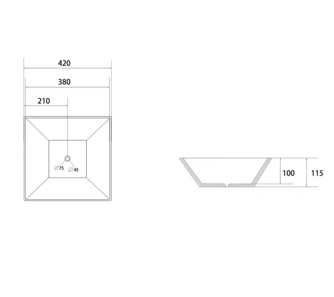 Раковина накладная ABBER Rechteck AC2214MB черная матовая, Выбрать цвет: Черный матовый, изображение 4