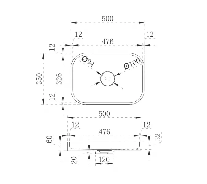Раковина накладная ABBER Stein AS2602, изображение 3