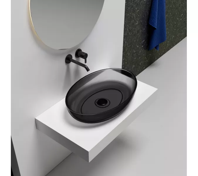 Раковина накладная прозрачная ABBER Kristall AT2801Onyx, Выбрать цвет: Чёрный, изображение 2