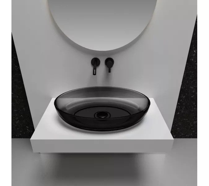 Раковина накладная прозрачная ABBER Kristall AT2801Onyx, Выбрать цвет: Чёрный, изображение 3