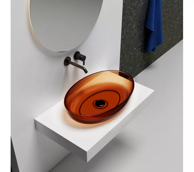 Раковина накладная прозрачная ABBER Kristall AT2801Opal, Выбрать цвет: Коричневый, изображение 2