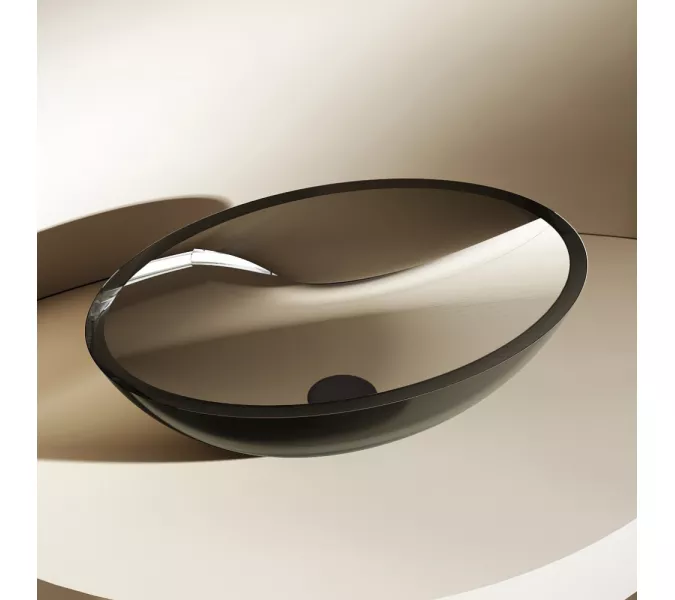 Раковина накладная прозрачная ABBER Kristall AT2802Onyx, Выбрать цвет: Чёрный