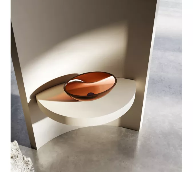 Раковина накладная прозрачная ABBER Kristall AT2802Opal, Выбрать цвет: Коричневый, изображение 2