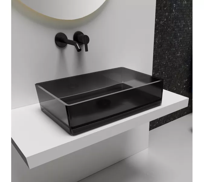 Раковина накладная прозрачная ABBER Kristall AT2803Onyx, Выбрать цвет: Чёрный