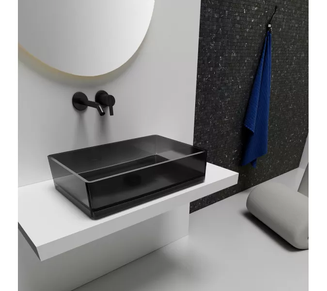 Раковина накладная прозрачная ABBER Kristall AT2803Onyx, Выбрать цвет: Чёрный, изображение 2