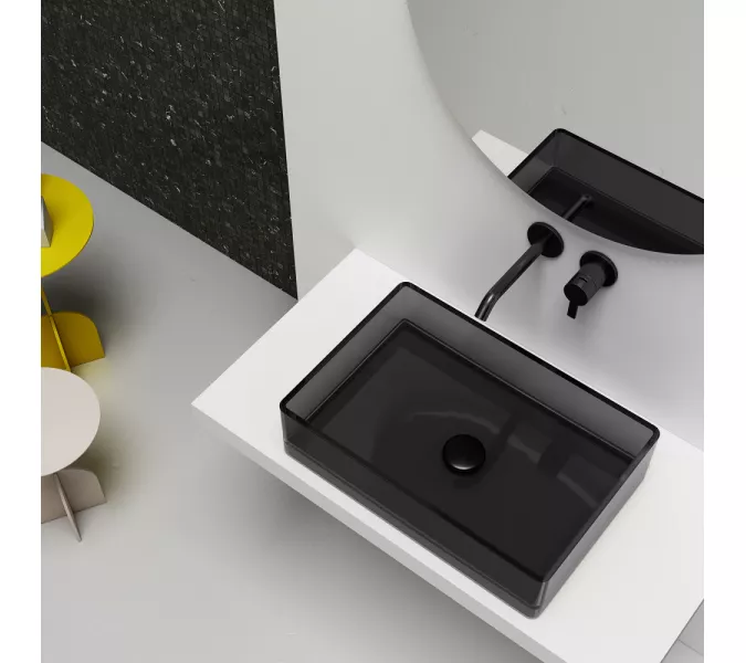 Раковина накладная прозрачная ABBER Kristall AT2803Onyx, Выбрать цвет: Чёрный, изображение 3