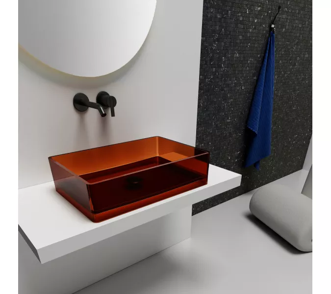 Раковина накладная прозрачная ABBER Kristall AT2803Opal, Выбрать цвет: Коричневый, изображение 2