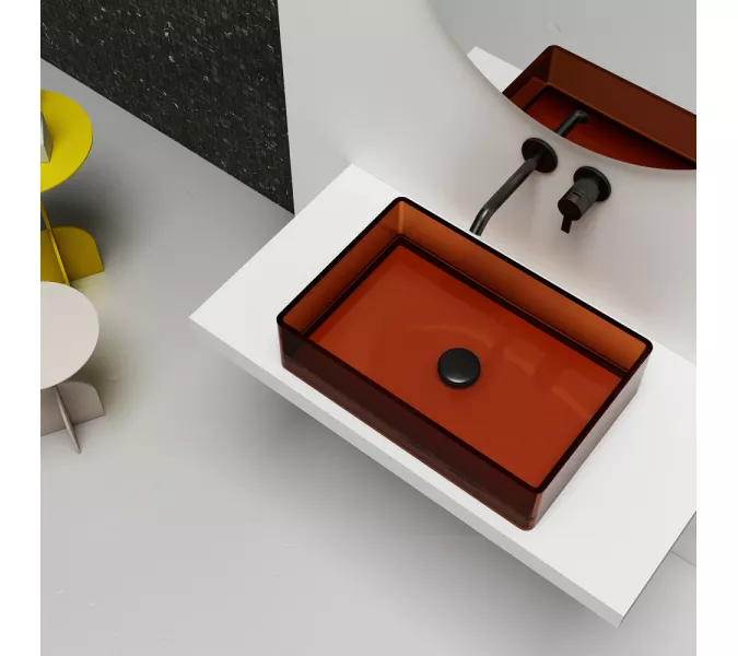 Раковина накладная прозрачная ABBER Kristall AT2803Opal, Выбрать цвет: Коричневый, изображение 3