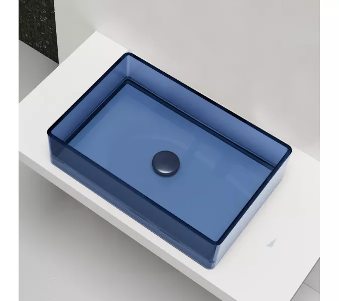 Раковина накладная прозрачная ABBER Kristall AT2803Saphir синяя