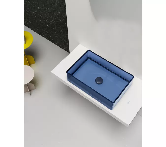 Раковина накладная прозрачная ABBER Kristall AT2803Saphir синяя, изображение 2